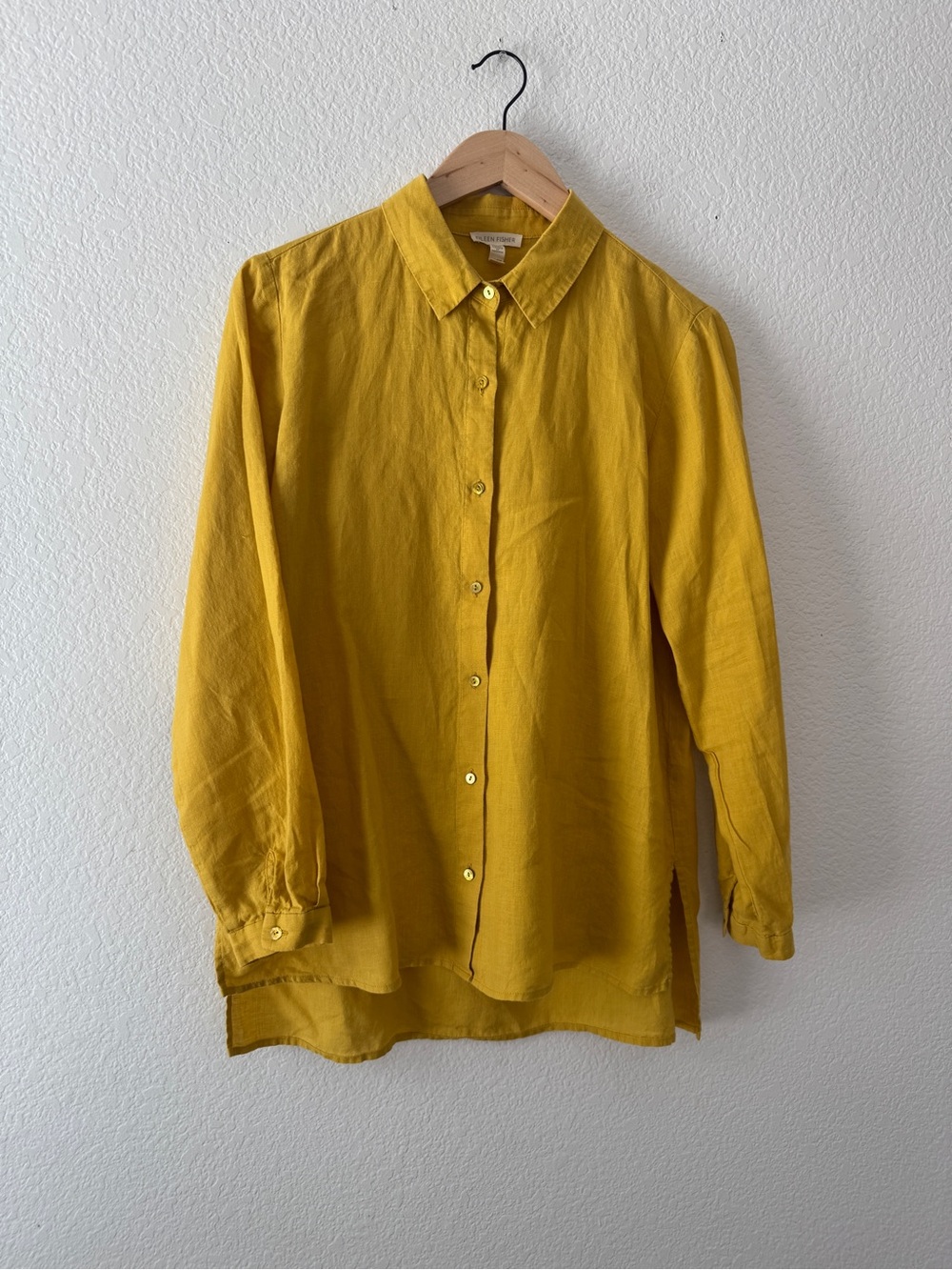 Eileen Fisher Organic Handkerchief Linen Classic Collar Shirt Button Down Shirt